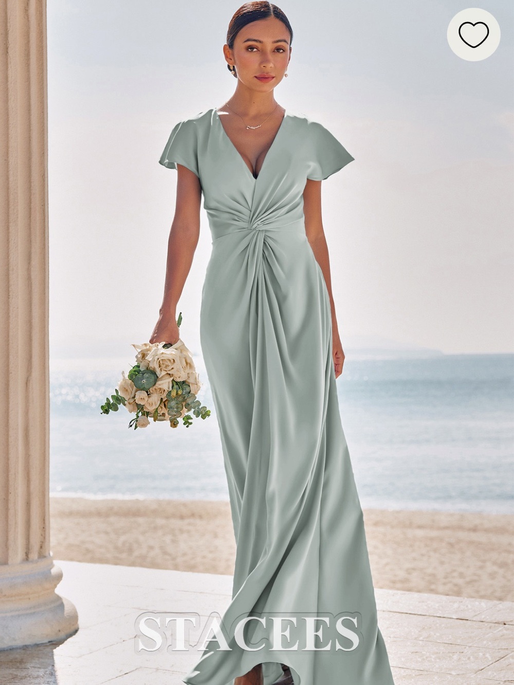 STACEES Agave Twist-Front V-Neck Maxi Dress.  Brand New